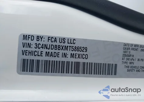 2021 Jeep Compass Altitude 4X4 из США, поврежденный, VIN 3C4NJDBBXMT586529